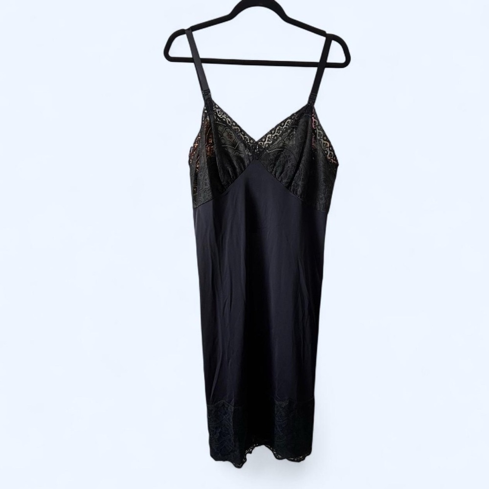 Unique Vintage Black Lace Slip Dress